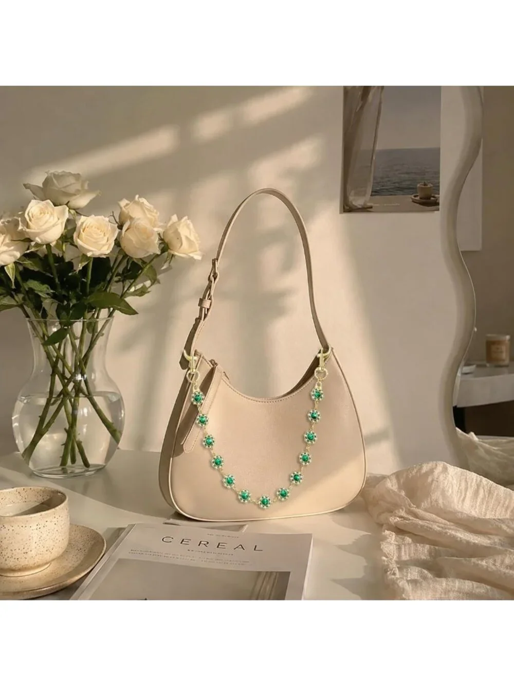 Rhinestone Chain Bag Charms, Sparkling Diamond Purse Accessories for Handbags